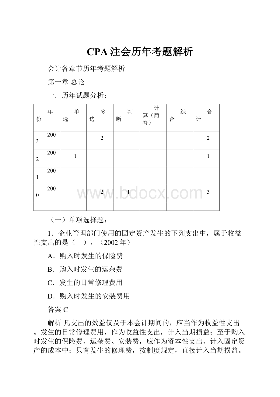 CPA注会历年考题解析.docx_第1页