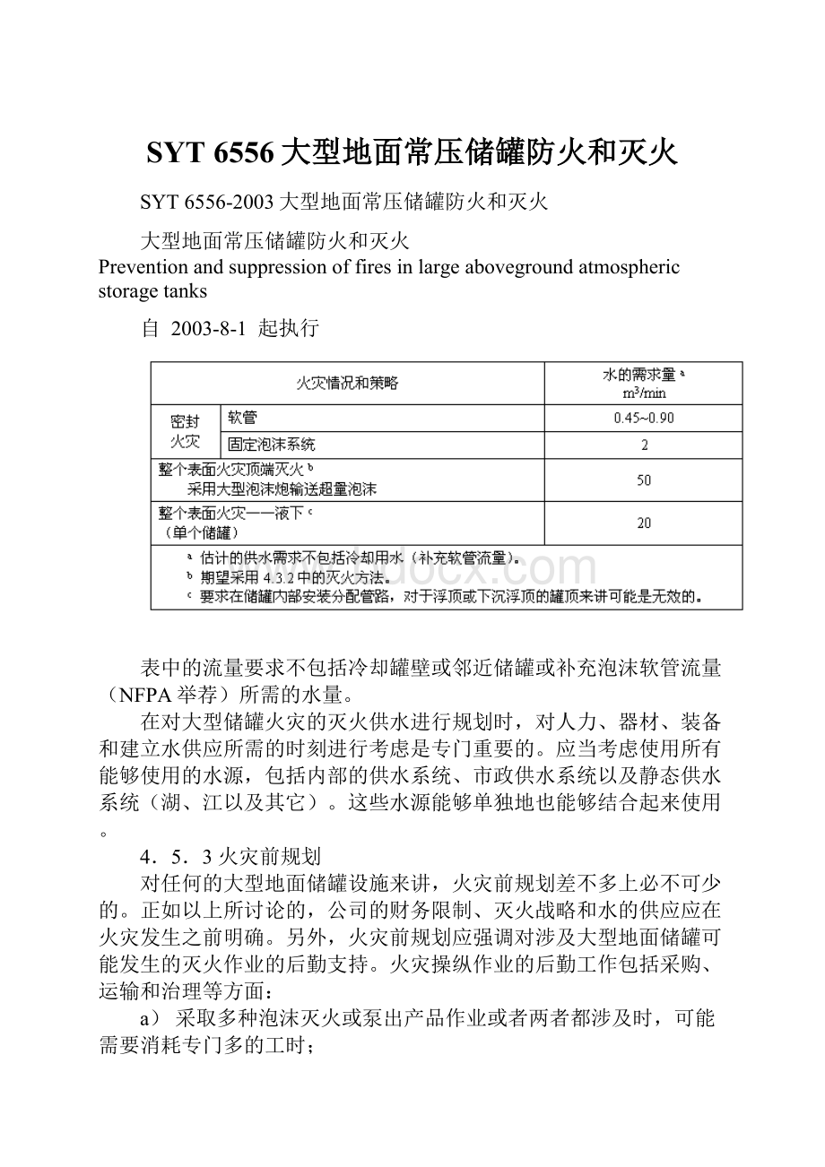 SYT 6556大型地面常压储罐防火和灭火.docx_第1页