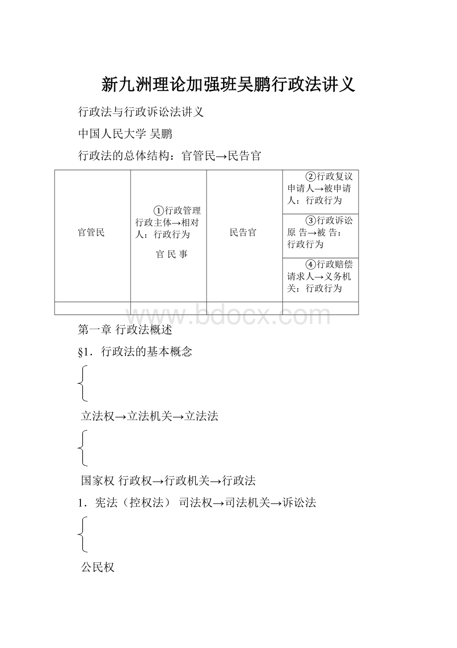 新九洲理论加强班吴鹏行政法讲义.docx