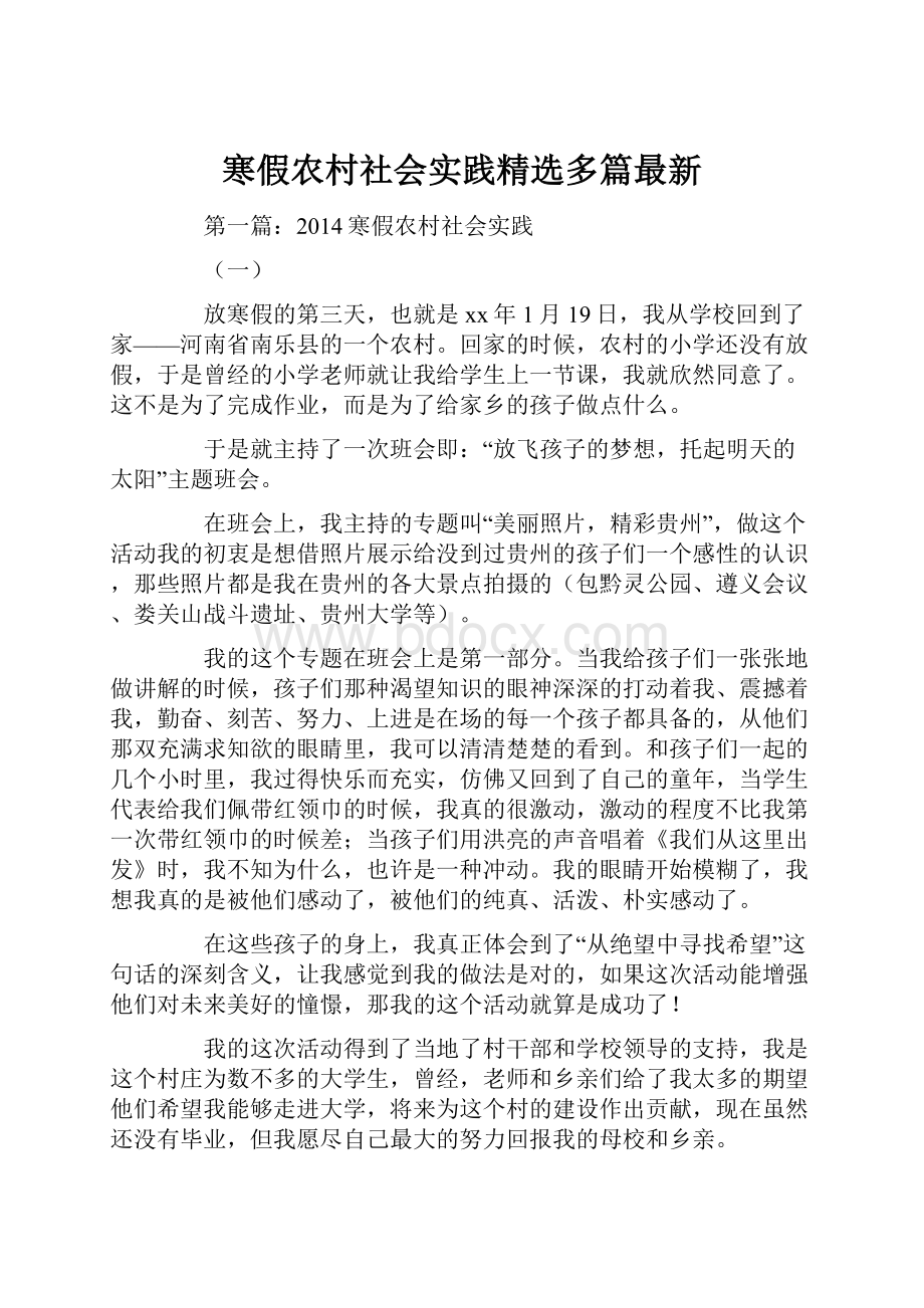 寒假农村社会实践精选多篇最新.docx