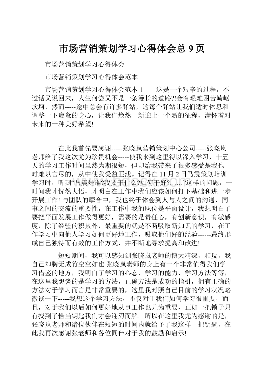 市场营销策划学习心得体会总9页.docx