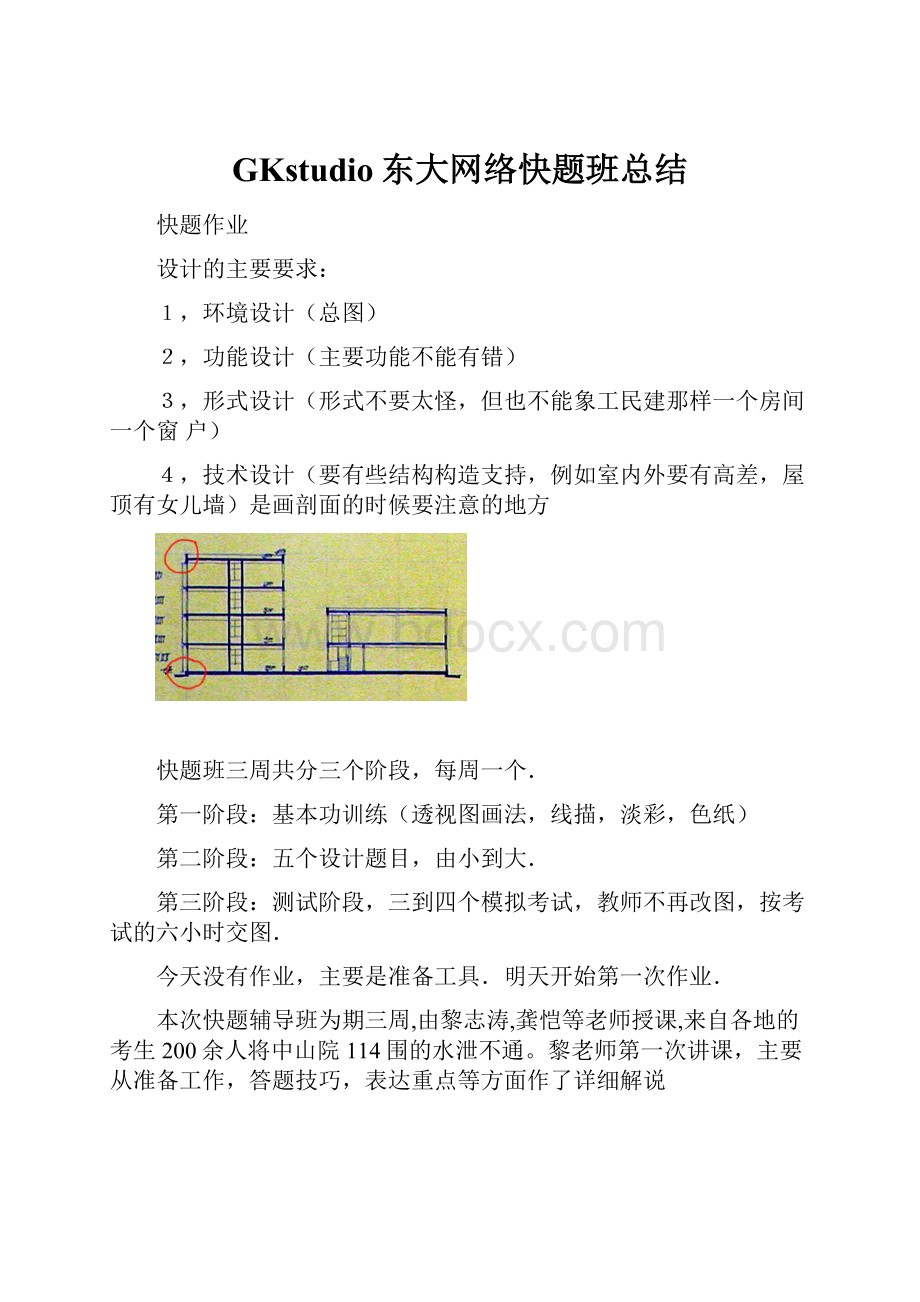 GKstudio东大网络快题班总结.docx