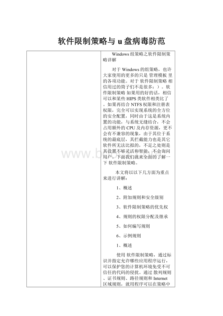 软件限制策略与u盘病毒防范.docx_第1页