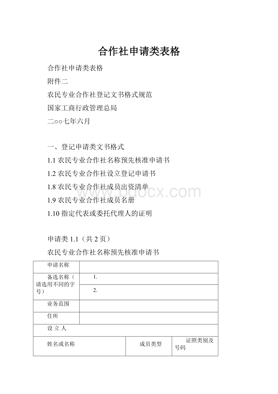 合作社申请类表格.docx