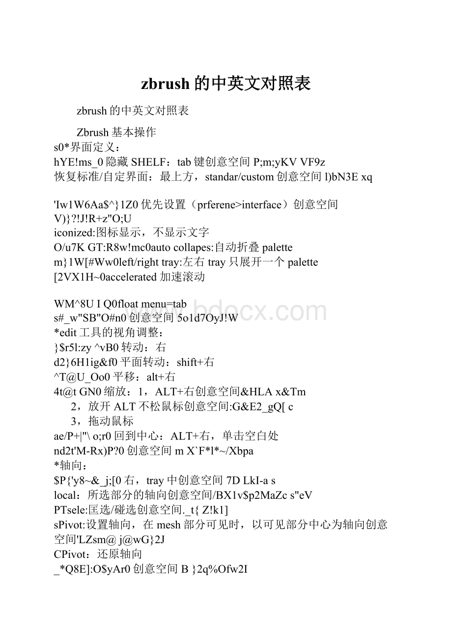 zbrush的中英文对照表.docx_第1页