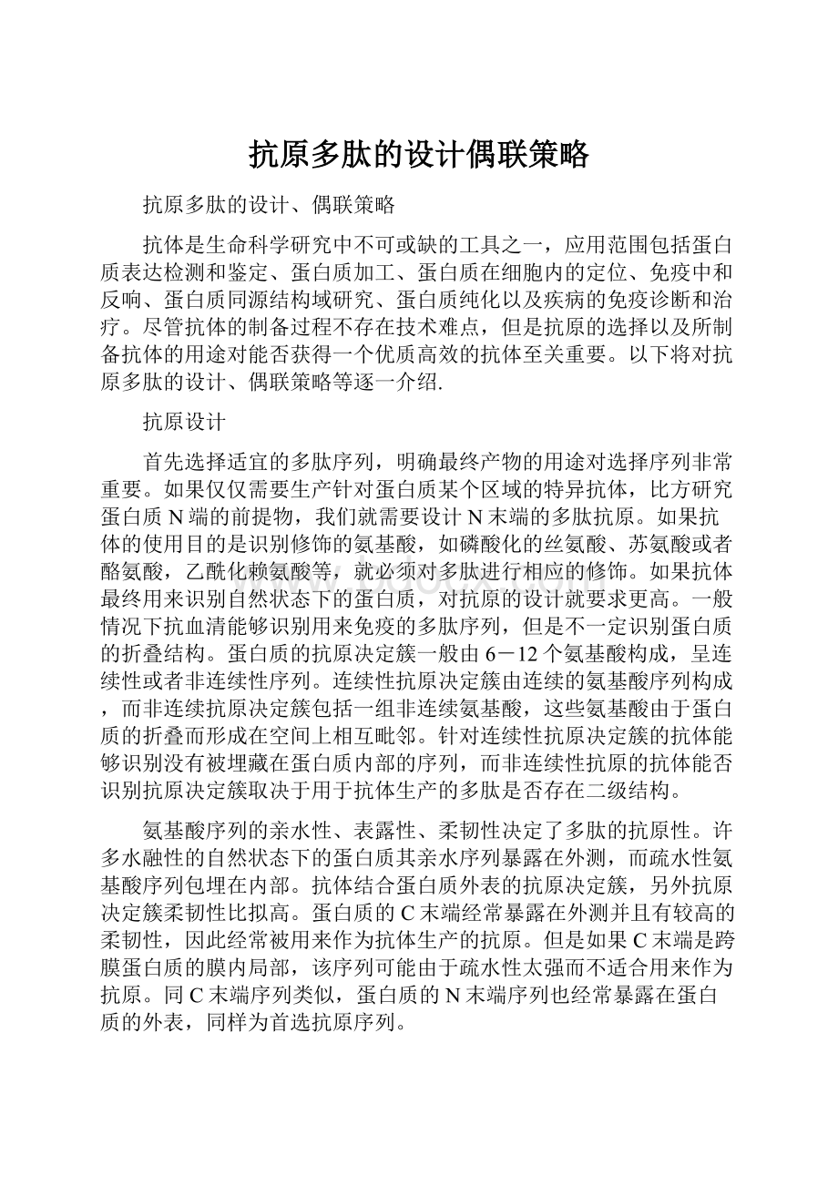 抗原多肽的设计偶联策略.docx_第1页