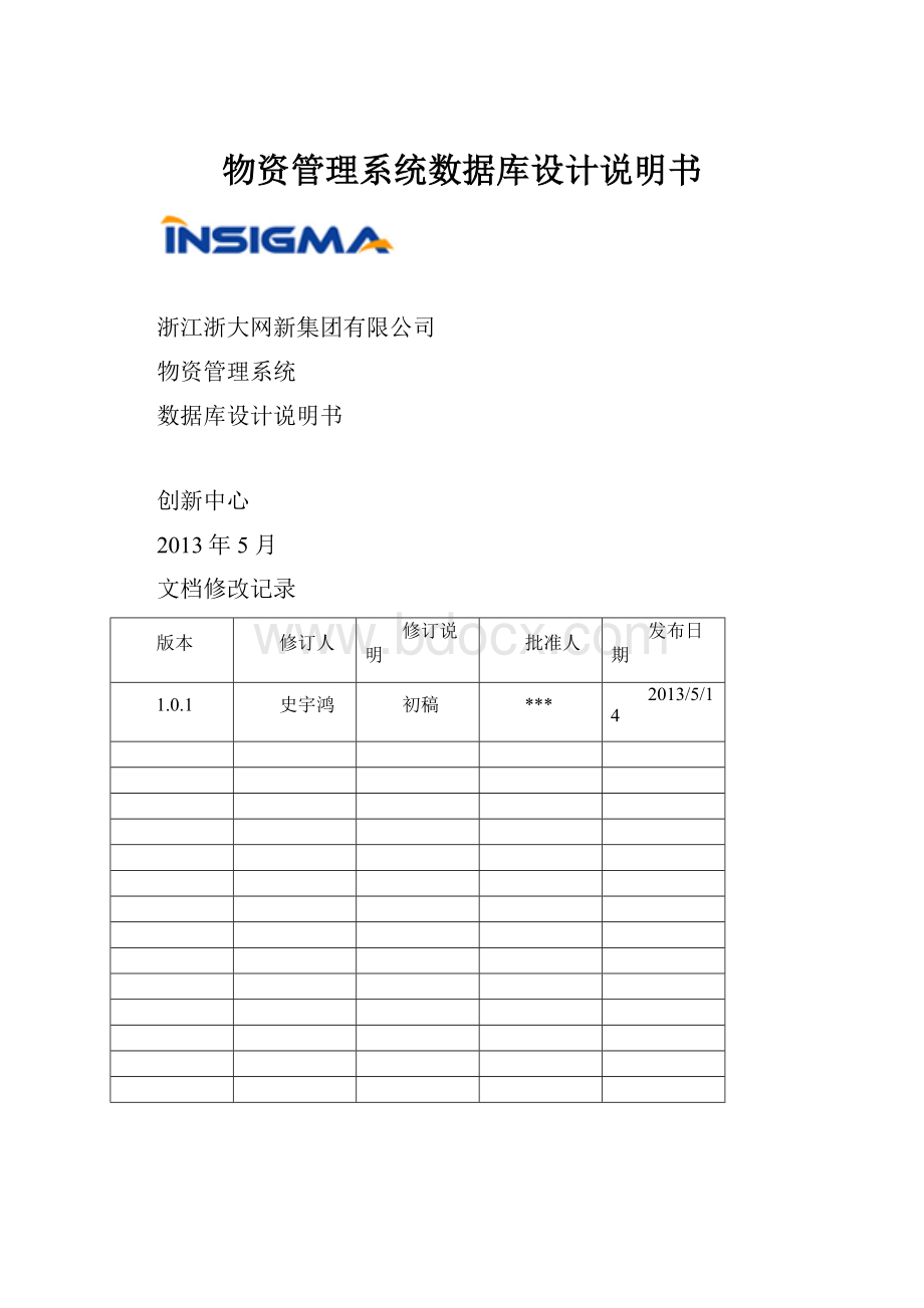 物资管理系统数据库设计说明书.docx