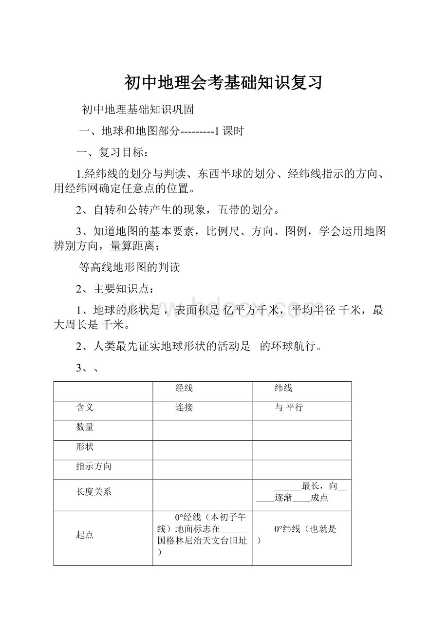 初中地理会考基础知识复习.docx_第1页