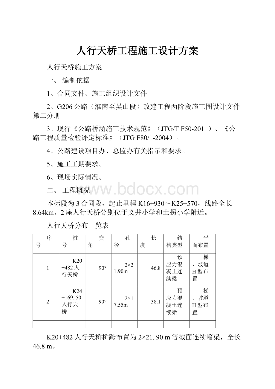 人行天桥工程施工设计方案.docx