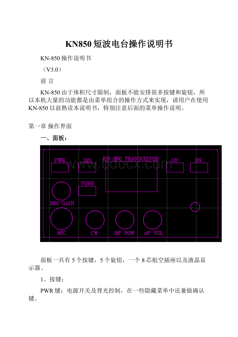 KN850短波电台操作说明书.docx