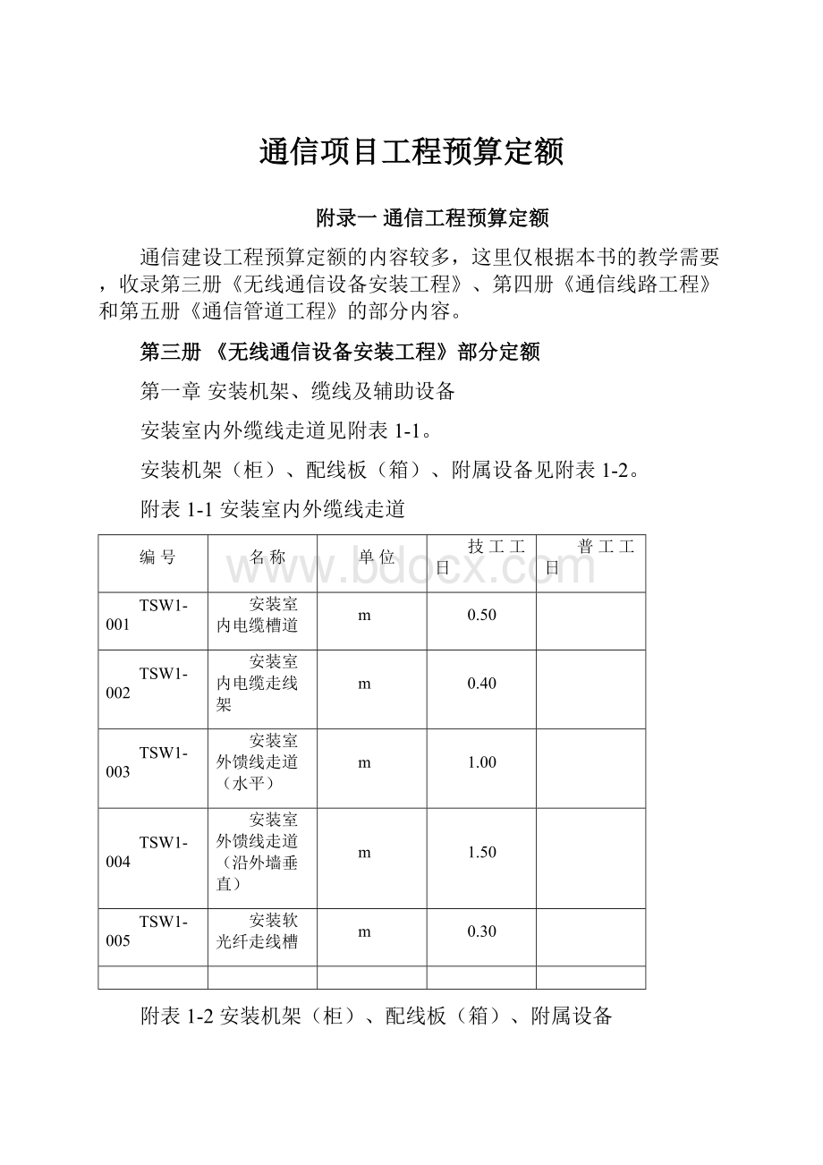 通信项目工程预算定额.docx