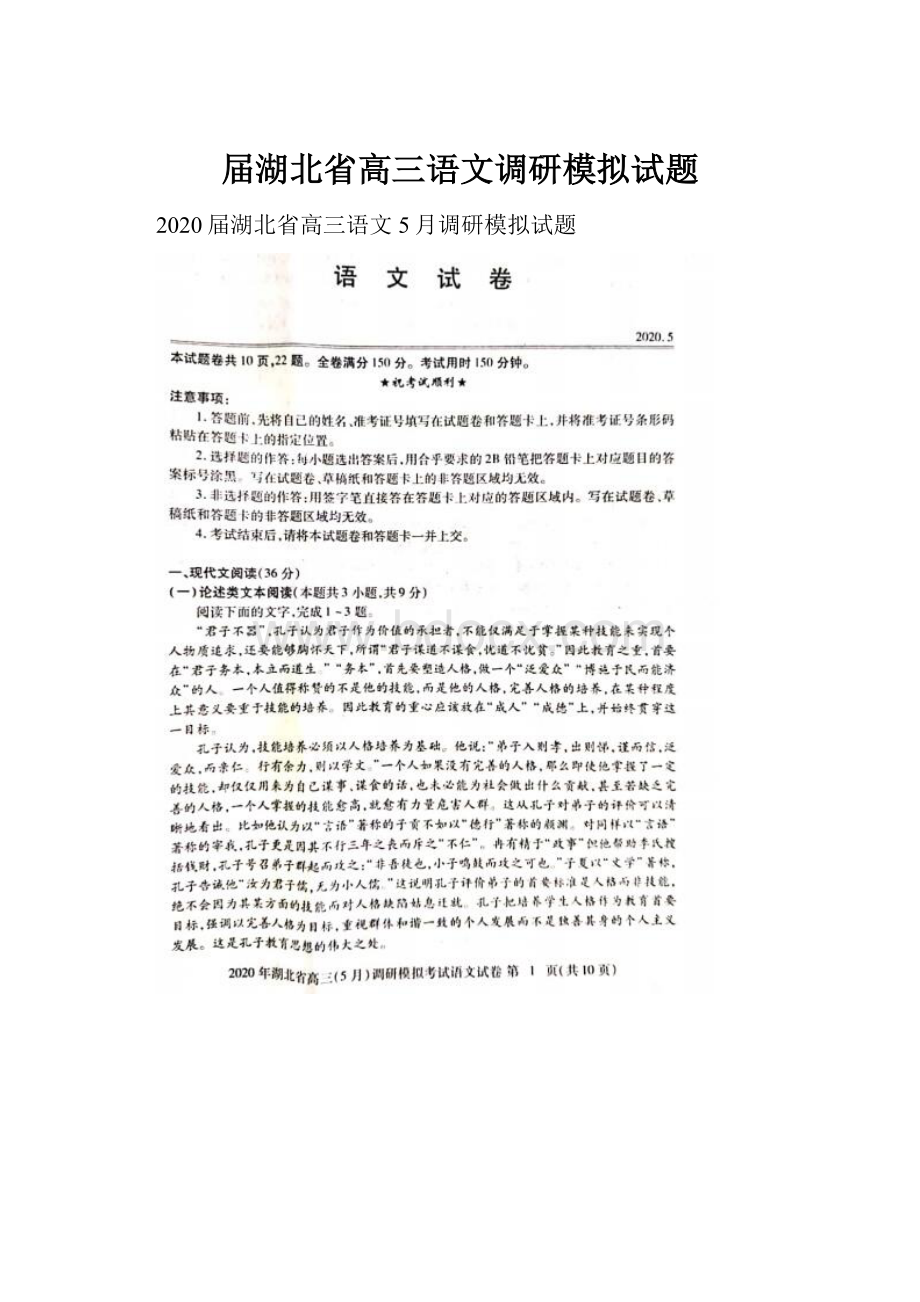 届湖北省高三语文调研模拟试题.docx