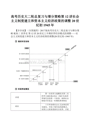 高考历史大二轮总复习与增分策略第12讲社会主义制度建立和资本主义经济政策的调整20世纪初1945年.docx