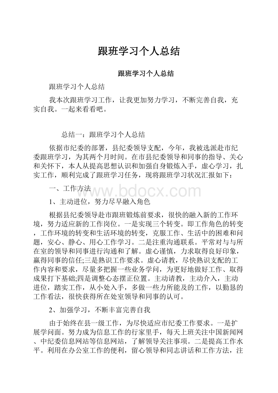 跟班学习个人总结.docx