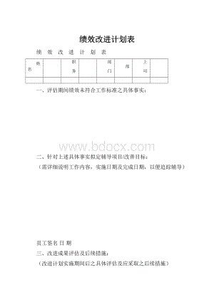 绩效改进计划表.docx