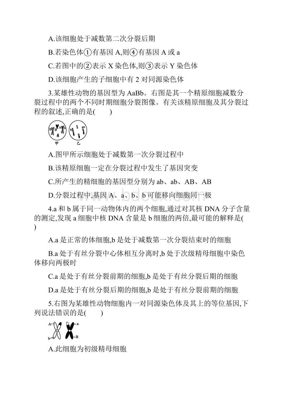 高考生物二轮复习专题能力训练5细胞的增殖和受精作用110.docx_第3页