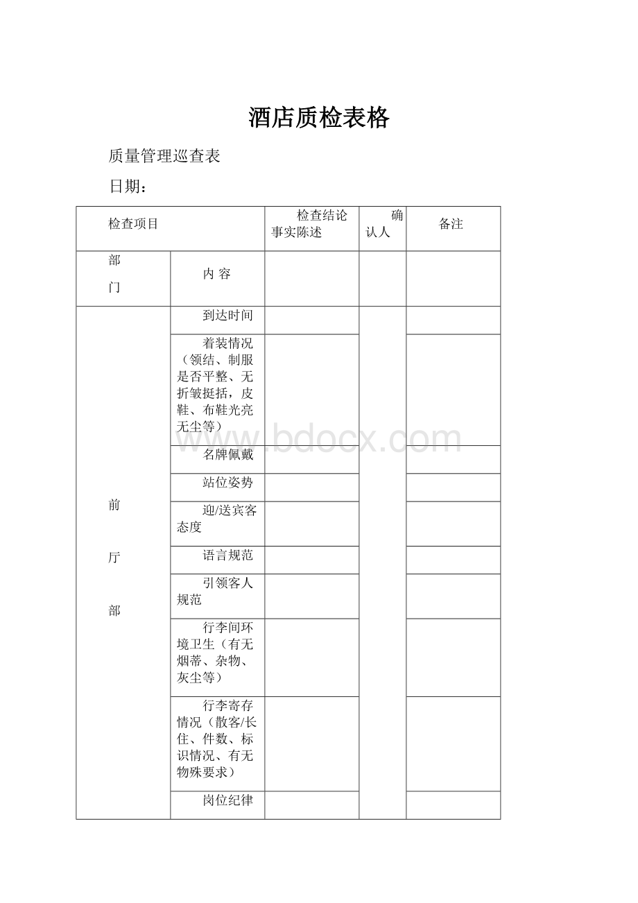 酒店质检表格.docx