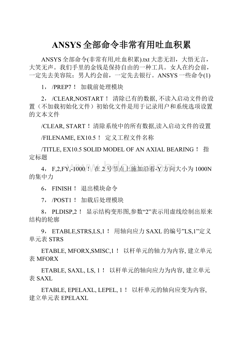 ANSYS全部命令非常有用吐血积累.docx_第1页