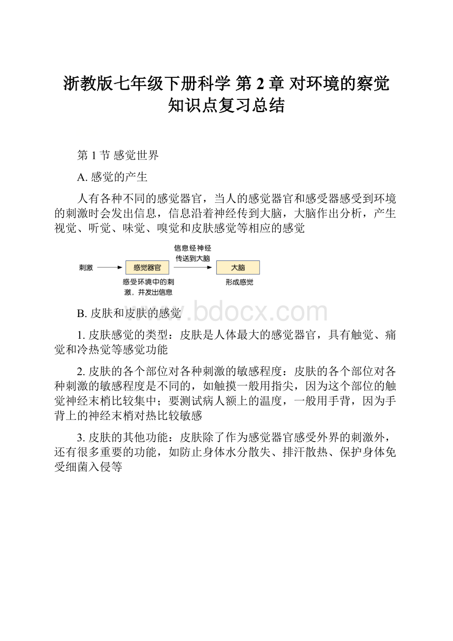 浙教版七年级下册科学 第2章 对环境的察觉 知识点复习总结.docx_第1页