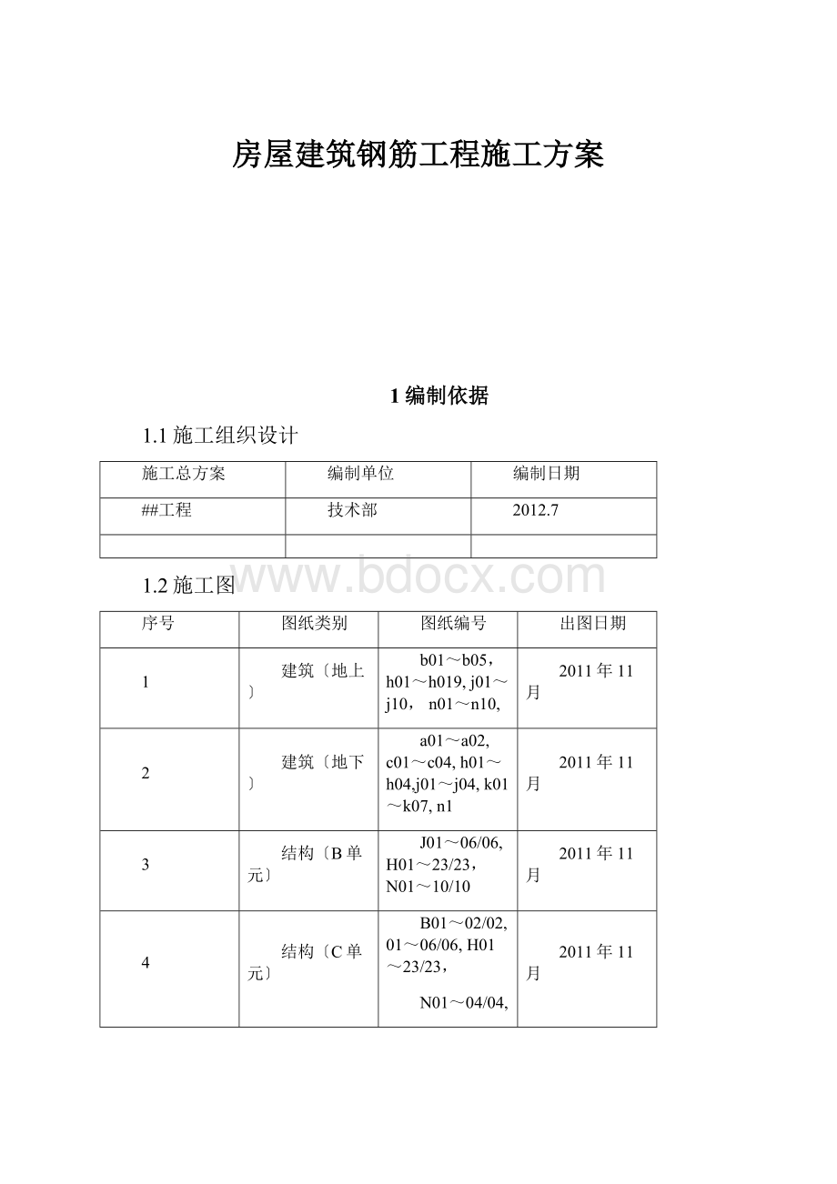 房屋建筑钢筋工程施工方案.docx