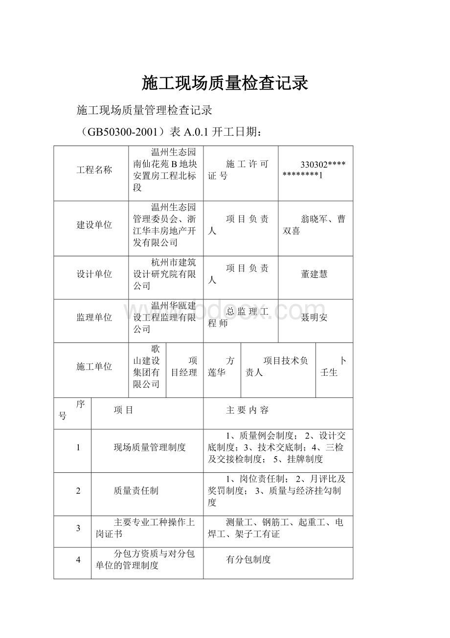 施工现场质量检查记录.docx_第1页