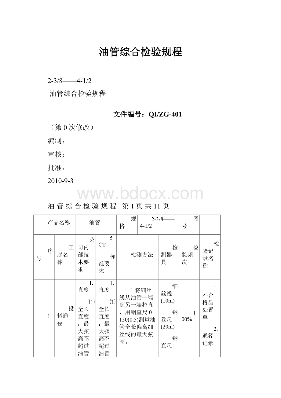 油管综合检验规程.docx