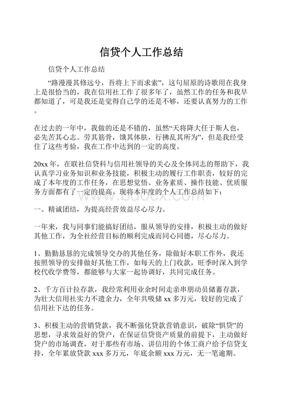 信贷个人工作总结.docx