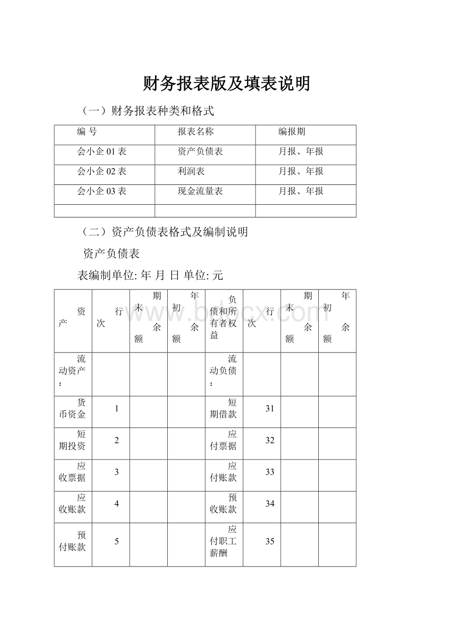 财务报表版及填表说明.docx_第1页