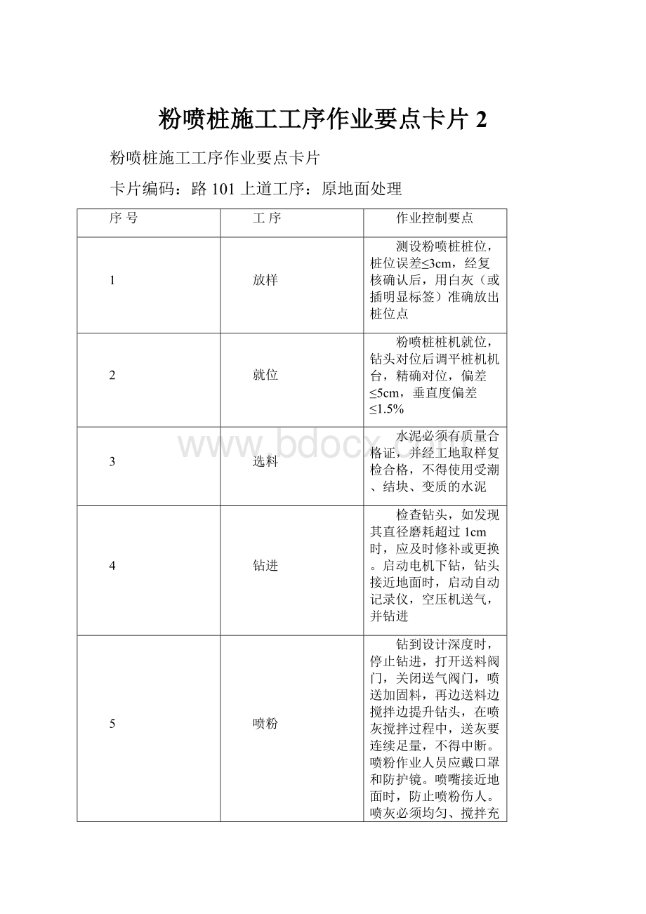 粉喷桩施工工序作业要点卡片2.docx_第1页