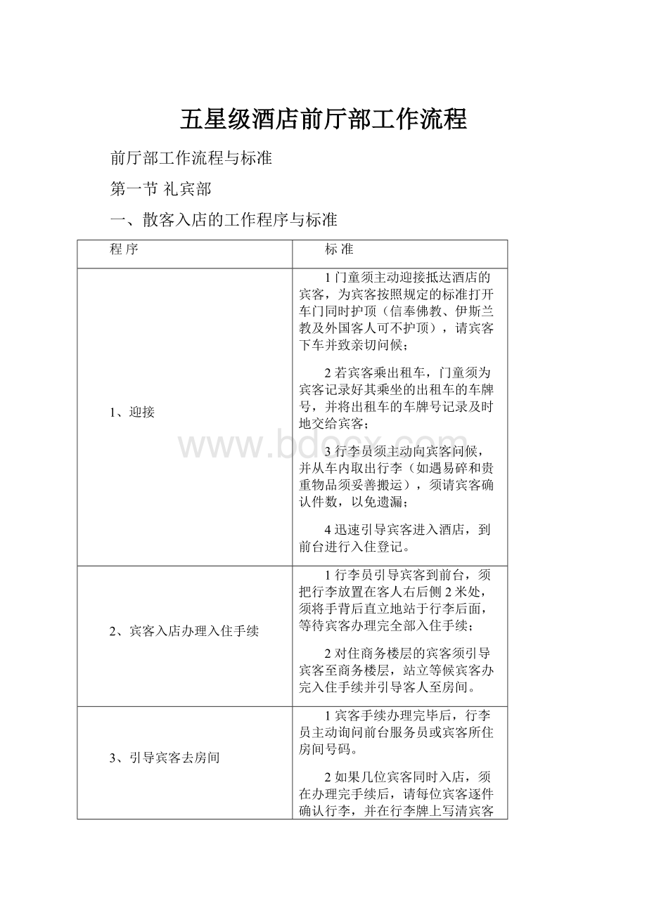 五星级酒店前厅部工作流程.docx