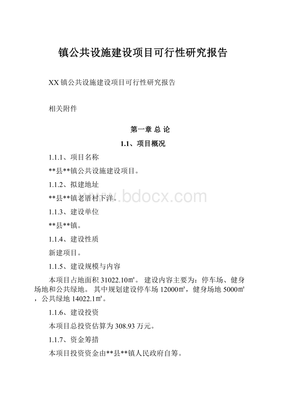 镇公共设施建设项目可行性研究报告.docx