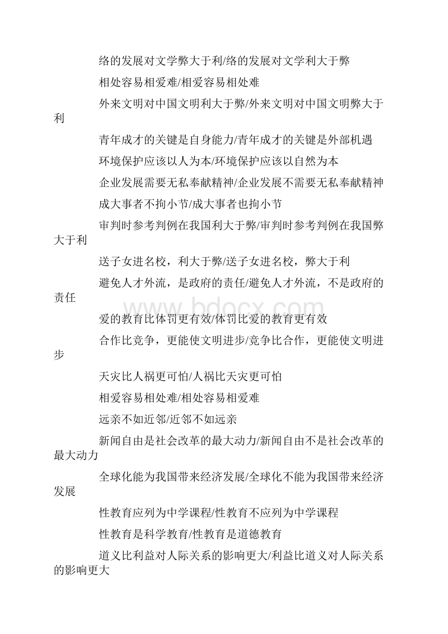 热门辩论赛辩题大全.docx_第2页