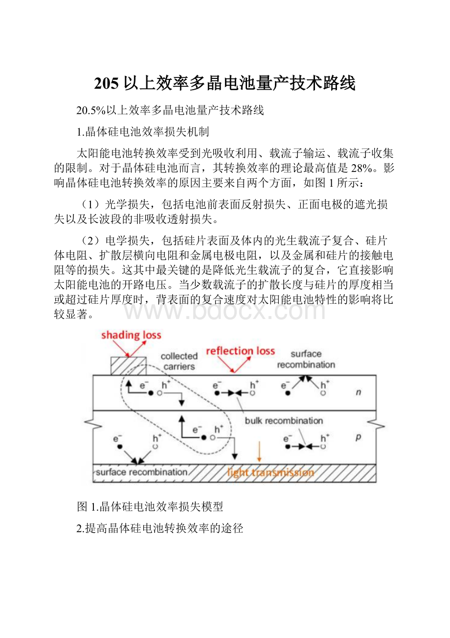 205以上效率多晶电池量产技术路线.docx