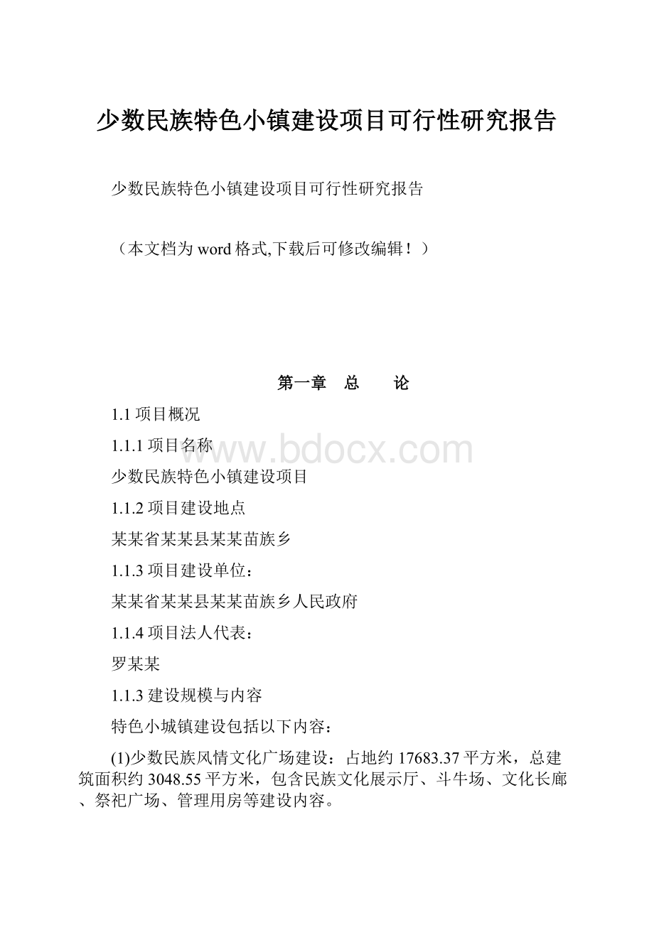 少数民族特色小镇建设项目可行性研究报告.docx