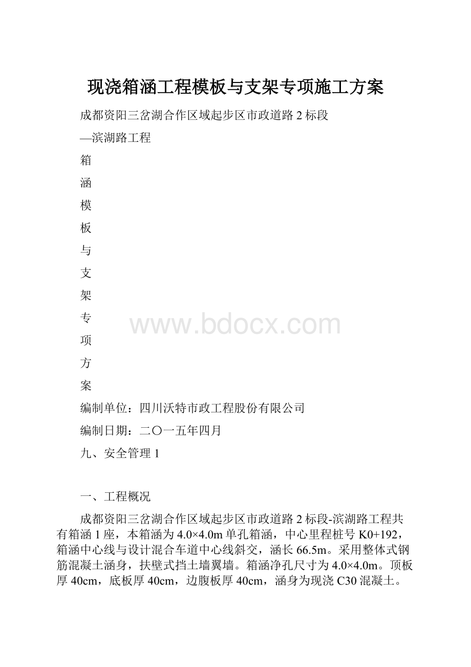 现浇箱涵工程模板与支架专项施工方案.docx