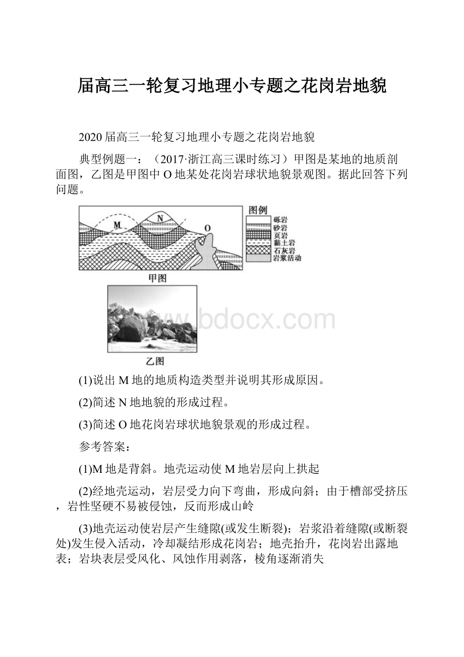 届高三一轮复习地理小专题之花岗岩地貌.docx_第1页