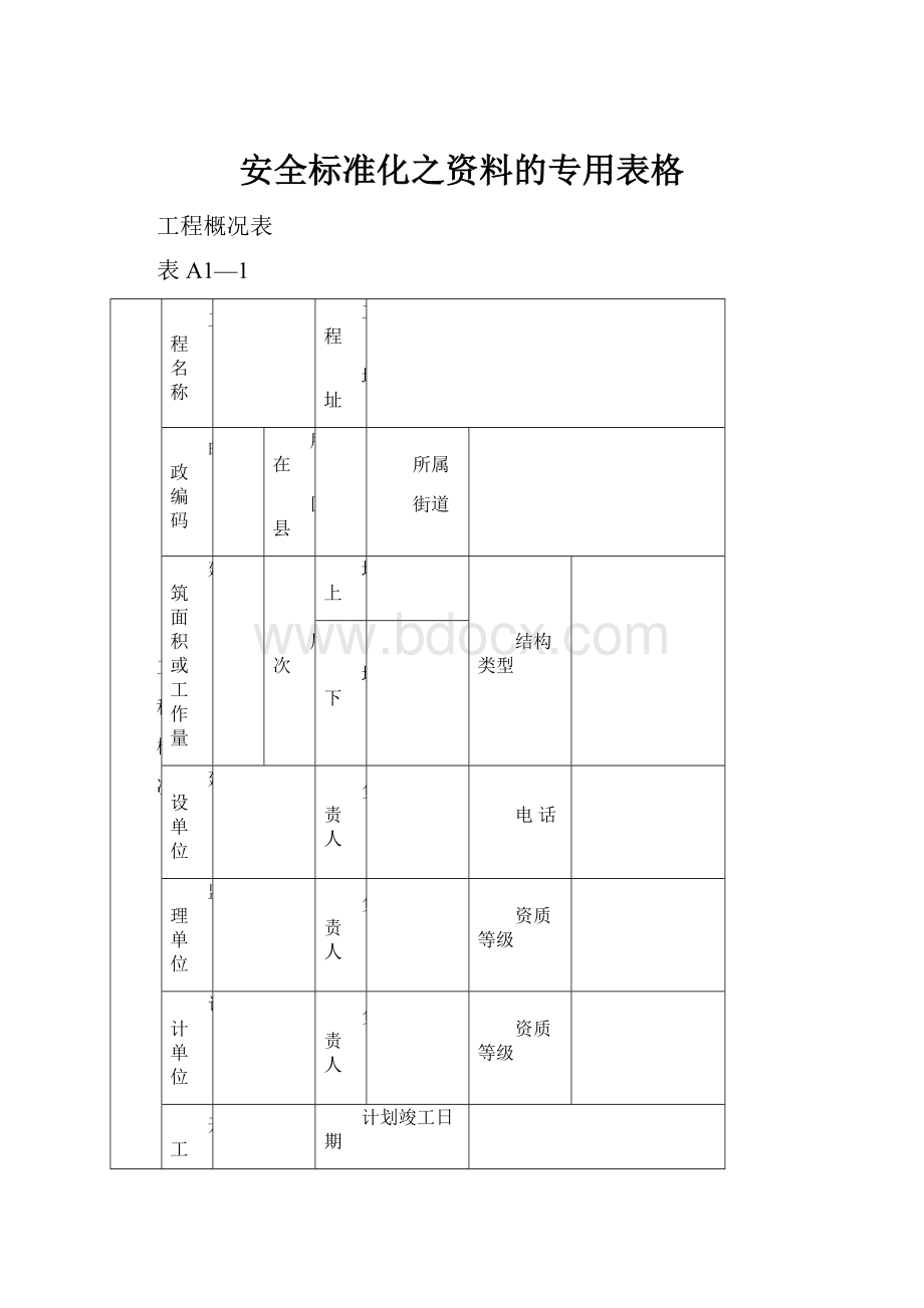 安全标准化之资料的专用表格.docx_第1页