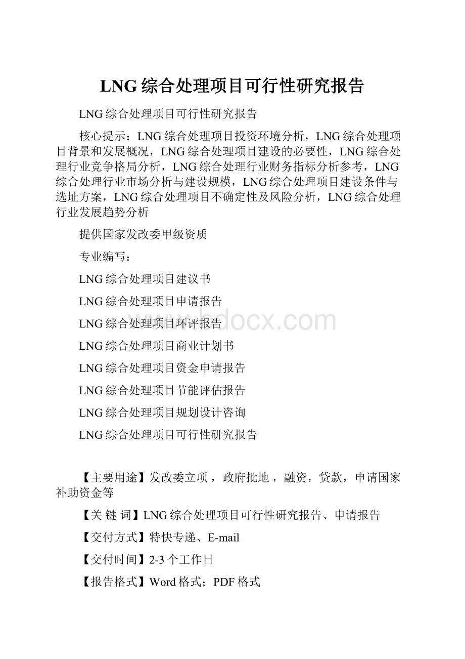 LNG综合处理项目可行性研究报告.docx