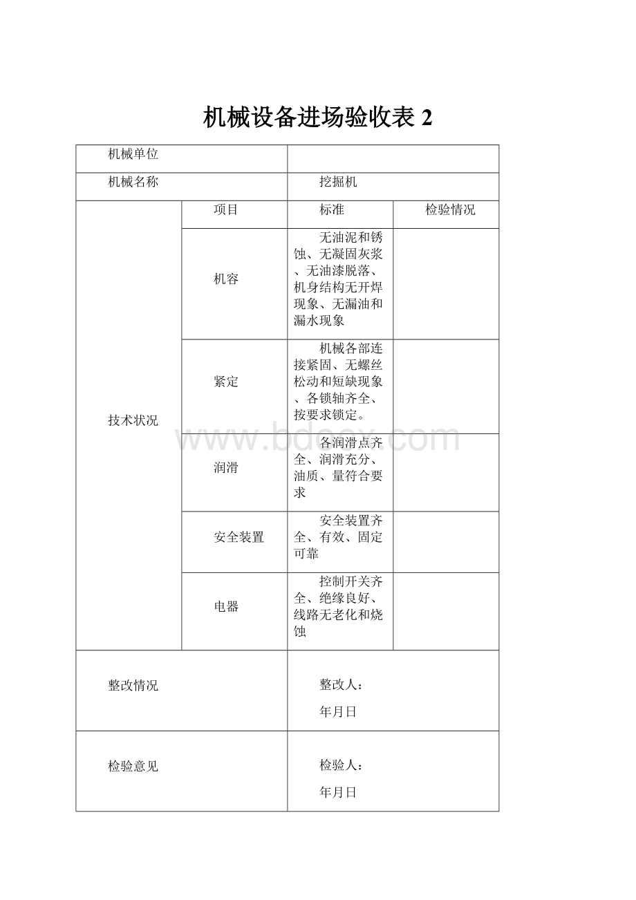 机械设备进场验收表 2.docx_第1页