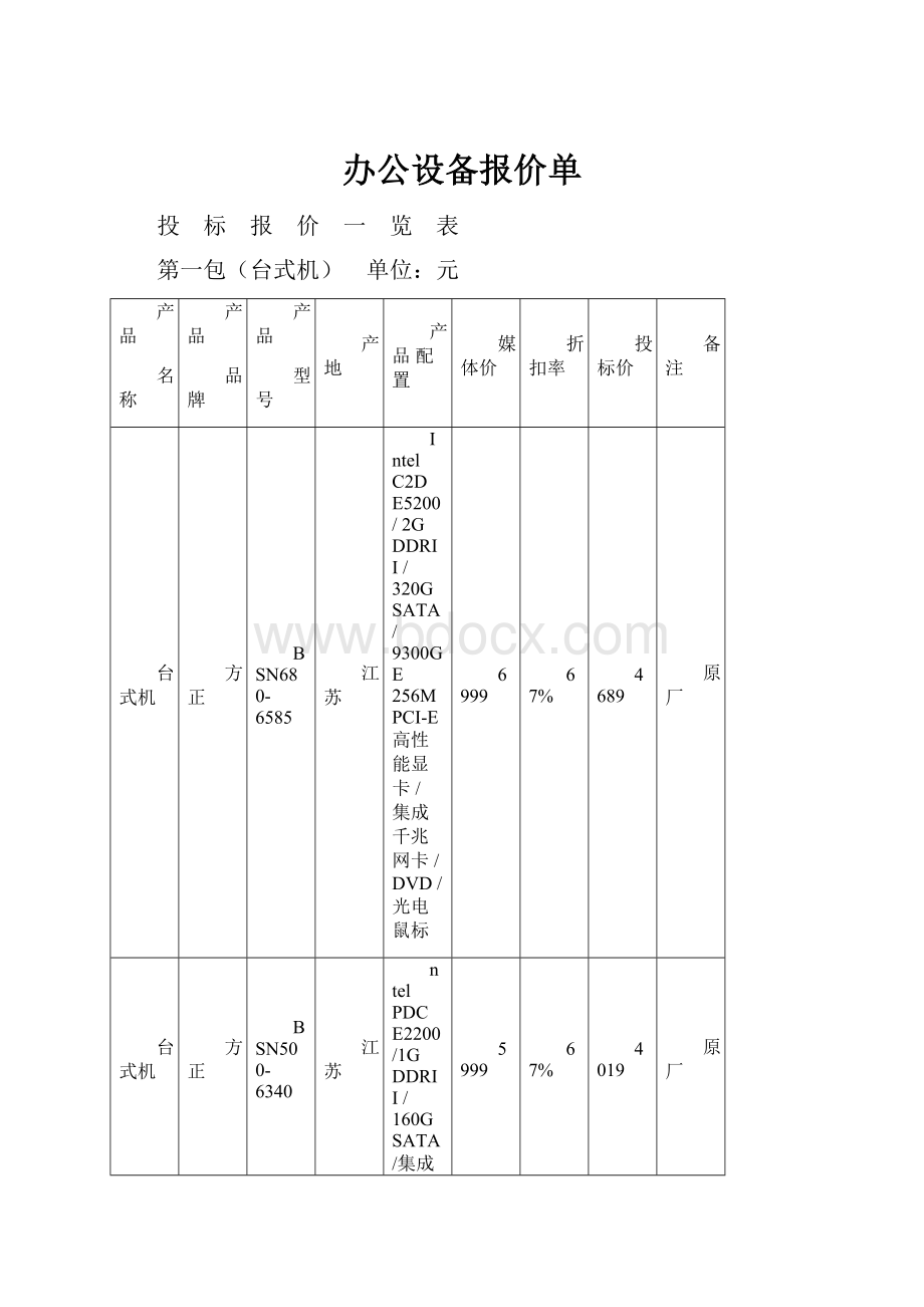 办公设备报价单.docx