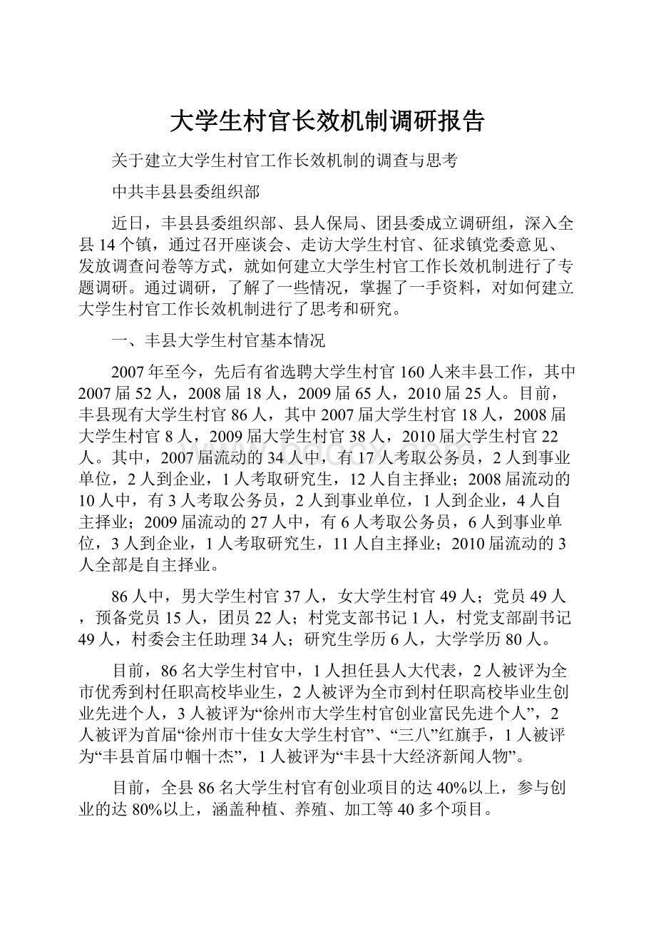 大学生村官长效机制调研报告.docx