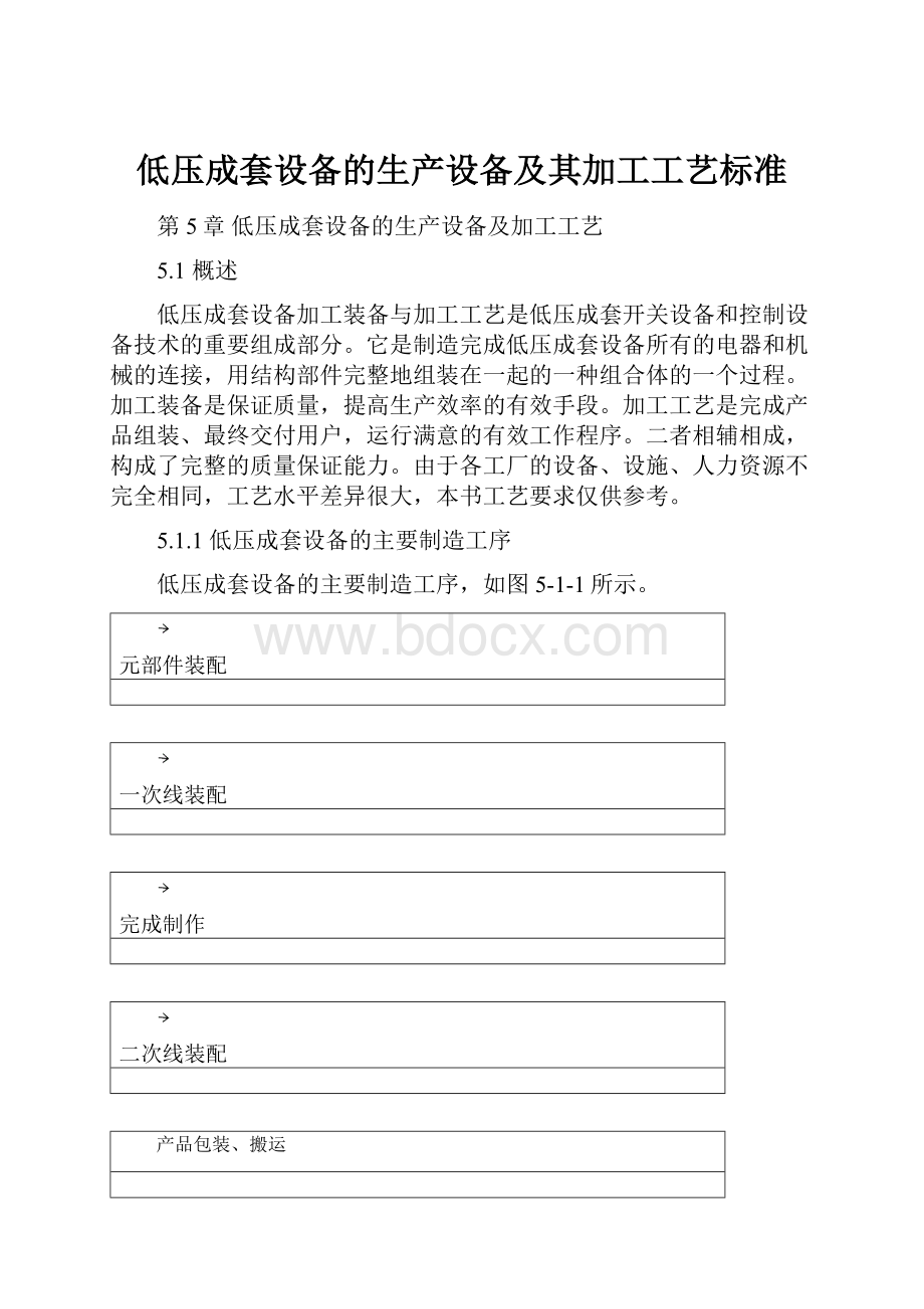 低压成套设备的生产设备及其加工工艺标准.docx_第1页