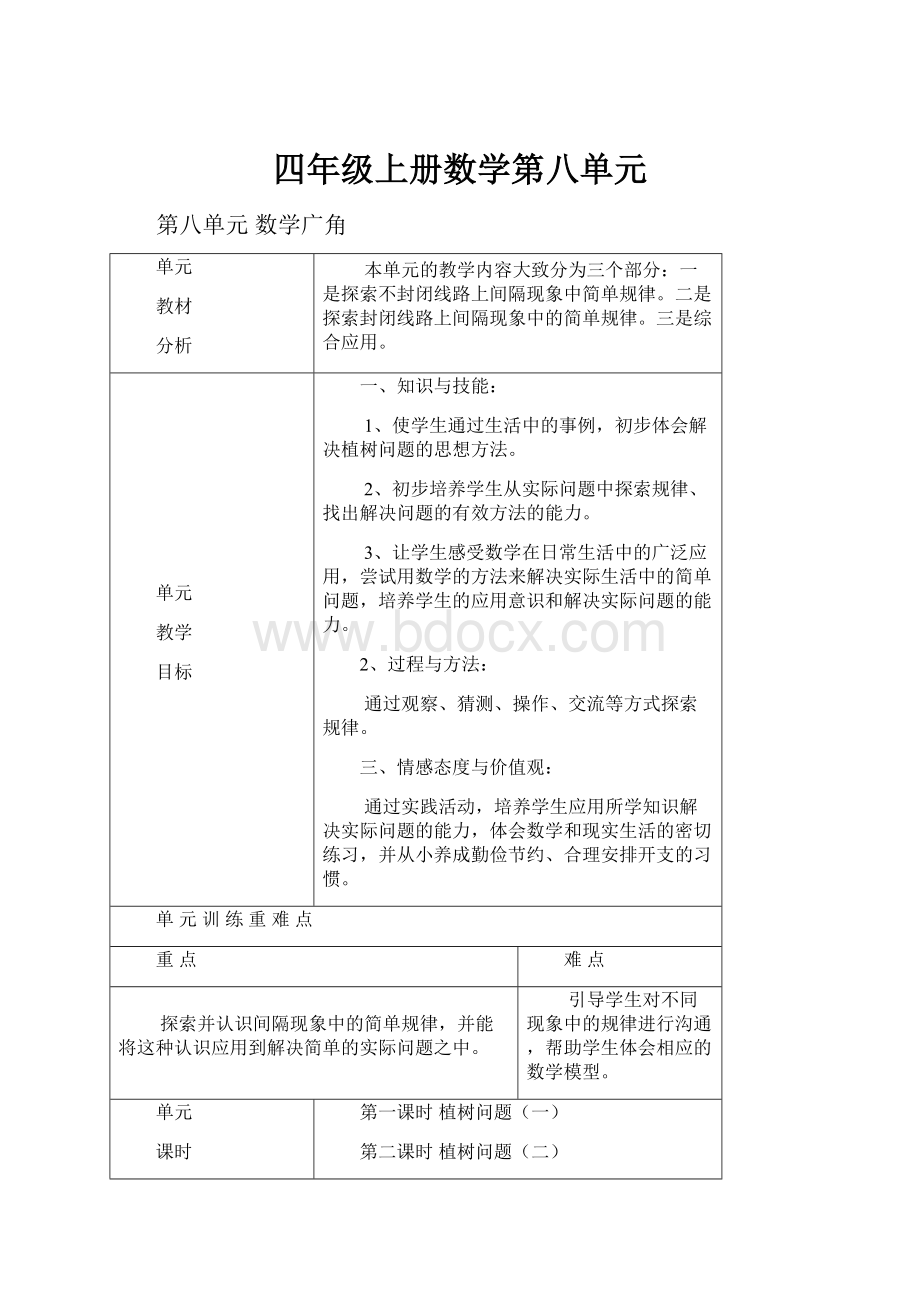 四年级上册数学第八单元.docx