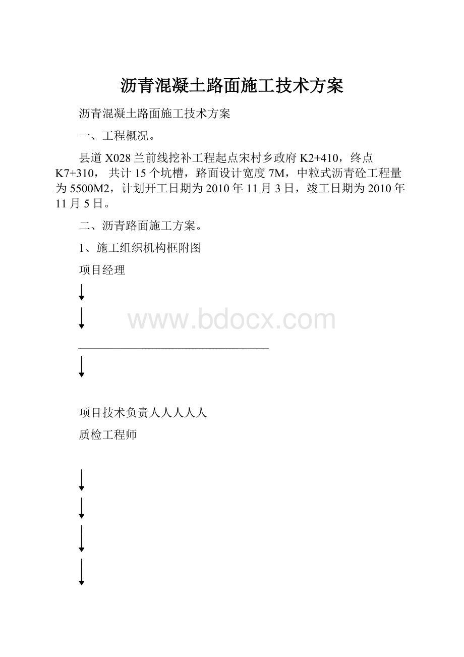 沥青混凝土路面施工技术方案.docx_第1页