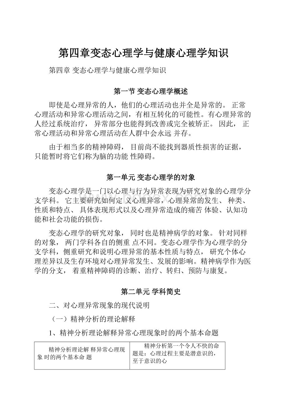 第四章变态心理学与健康心理学知识.docx