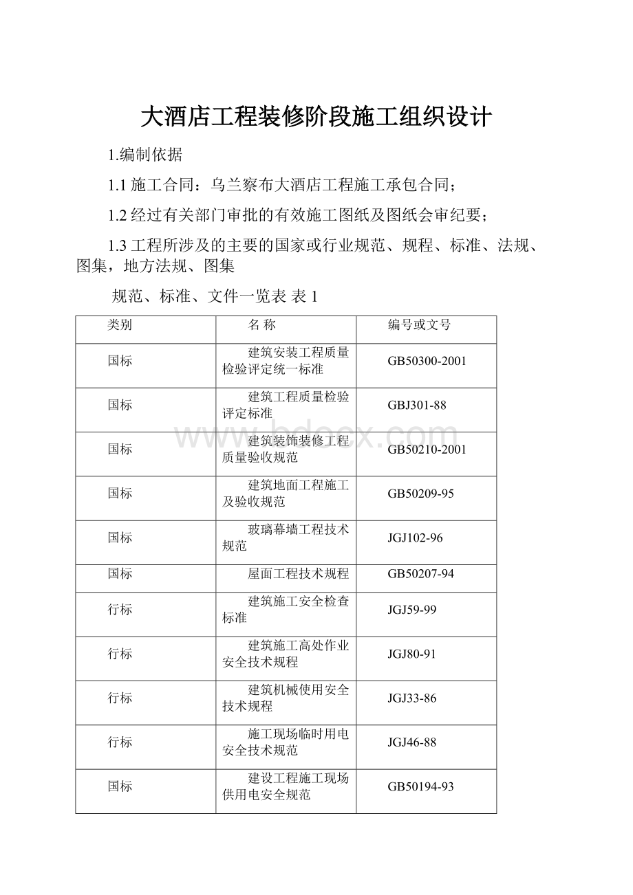 大酒店工程装修阶段施工组织设计.docx