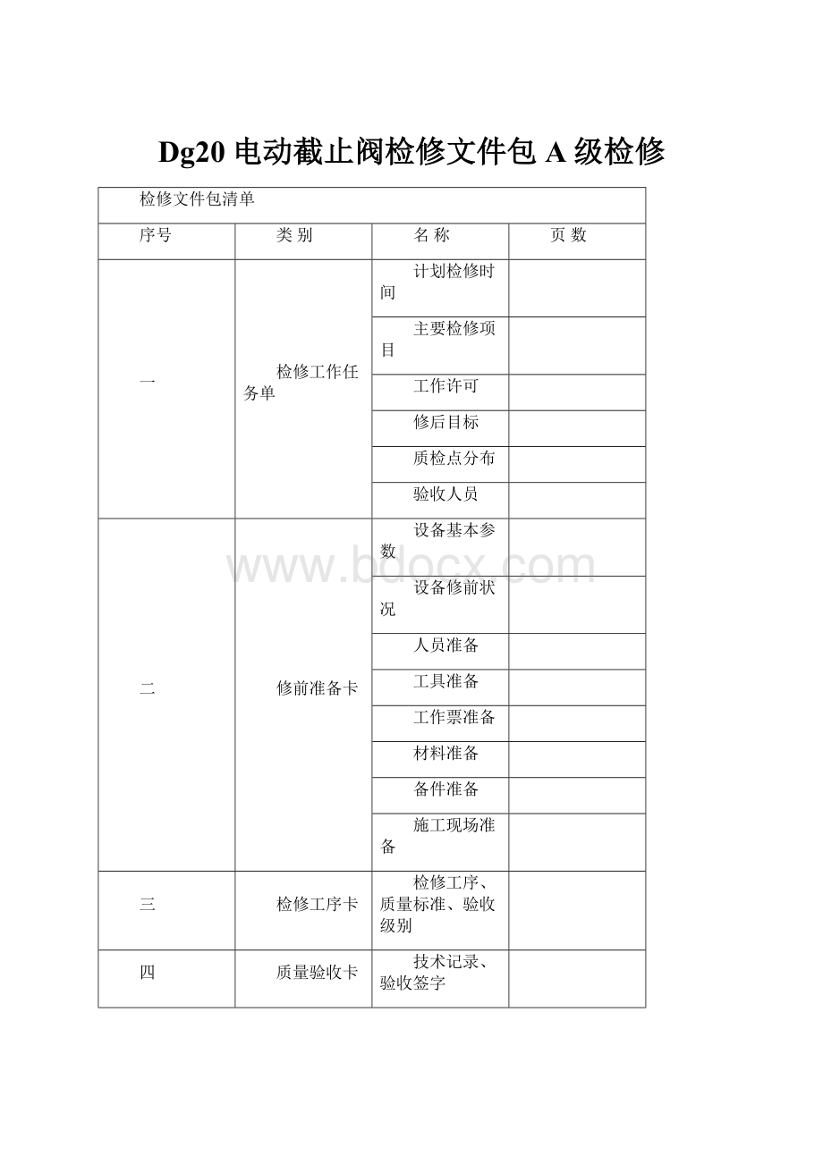 Dg20电动截止阀检修文件包A级检修.docx_第1页