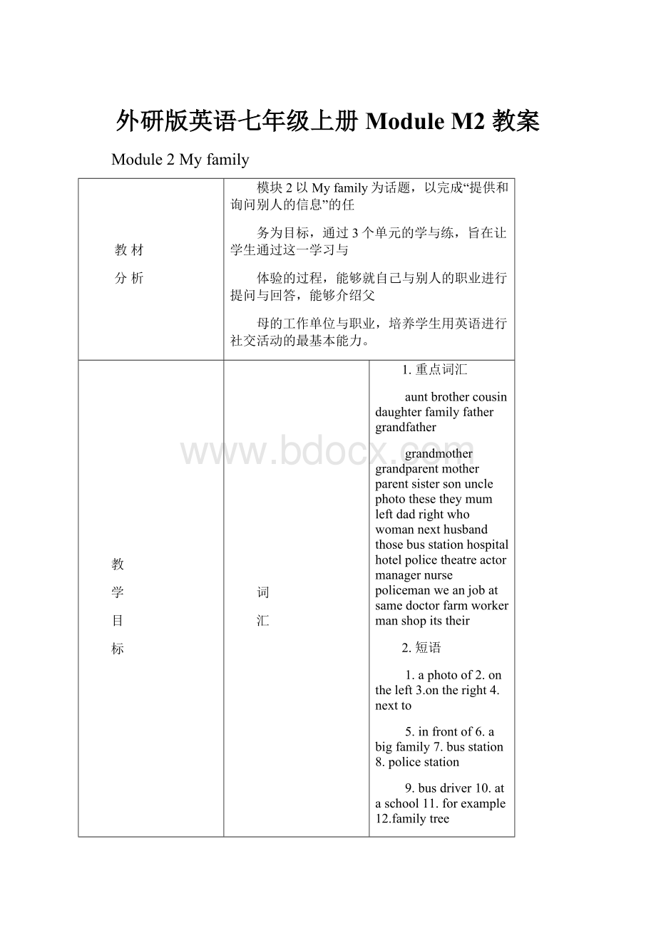 外研版英语七年级上册ModuleM2 教案.docx_第1页