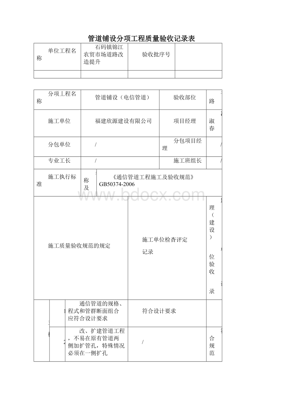 电信工程管道安装检验批验收记录表.docx_第2页