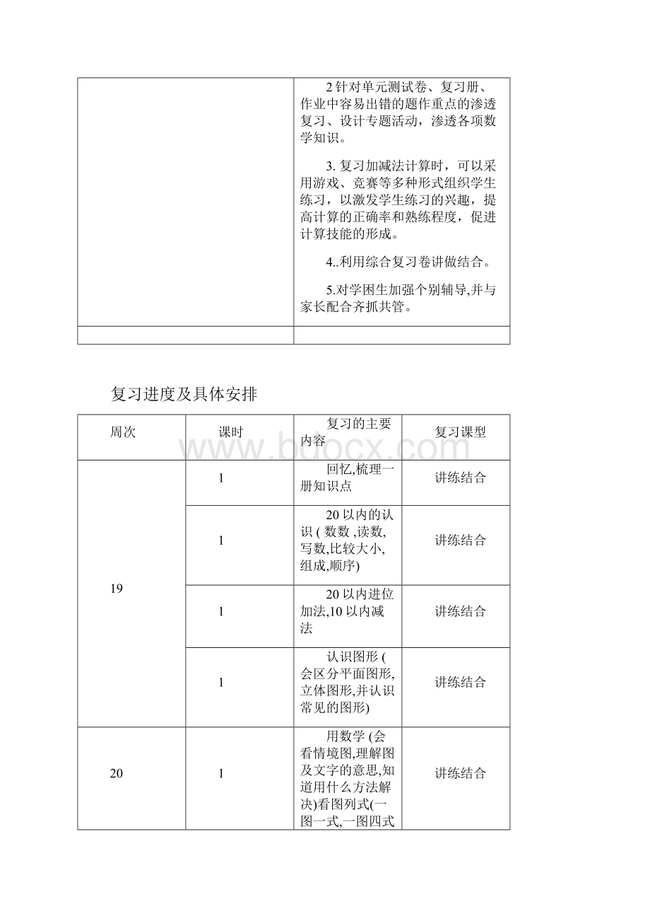 一年级上册数学复习计划+教案.docx_第2页